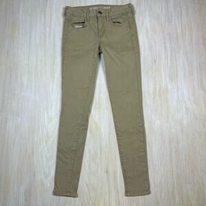 American Eagle Low Rise Super Stretch Tan Jegging Skinny Casual Everyday Jeans 2